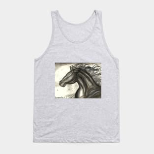 horse ink scribbles monochrome ink painting Tank Top